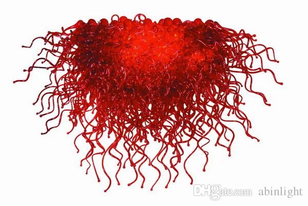 

100% handmade blown glass art chandelier modern led bulbs glass pendant light red colored glass style elegant chandelier for home