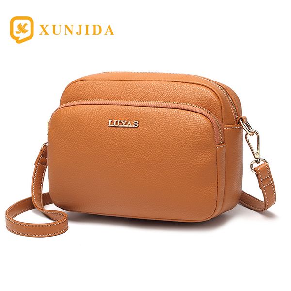

xunjida личи кожа простой сплошные zipper женщины посланника crossbody сумки многослойная плеча сумки кошельки известный дизайн