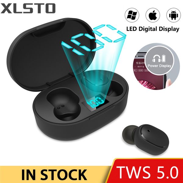 

xlsto tws bluetooth 5.0 earphone touch wireless headphones with led display for xiaomi redmi earphone stereo headset pk airdots