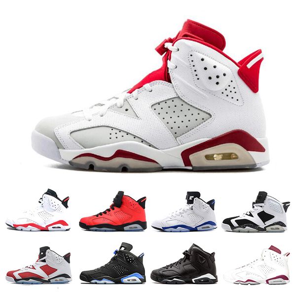 

rushed 6 6s alternate angry bull black cat carmine basketball shoes mens oreo high white infared sport blue unc sneakers size 7-13