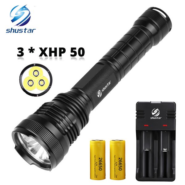 

3 x xhp50 powerful led flashlight waterproof led torch explosion proof aluminum alloy for outdoor professional lighting