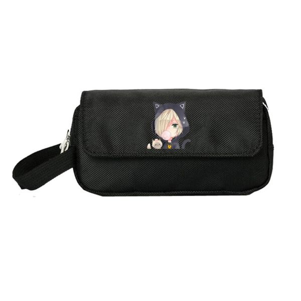 

yuri on ice pencill case women cosmetic cases makeup bag child girls student double zipper pecill bag handbag purse