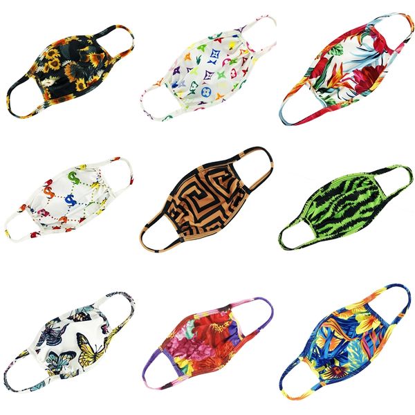 

grey green camo fashion designer printed face mask fun fancy dress washable mouth muffle mask reusable dust warm windproof cotton mas #, Black