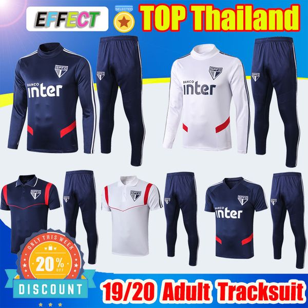 

thailand 2019 2020 brazil sao paulo training suit 19 20 chandal tracksuits soccer survetement sweater camisa de futebol long sleeve men kids, Black