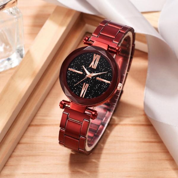 

women watches 2019 new ladies quartz wristwatch minimalism alloy strap starry sky dial clock fashion gift zegarki damskie, Slivery;brown