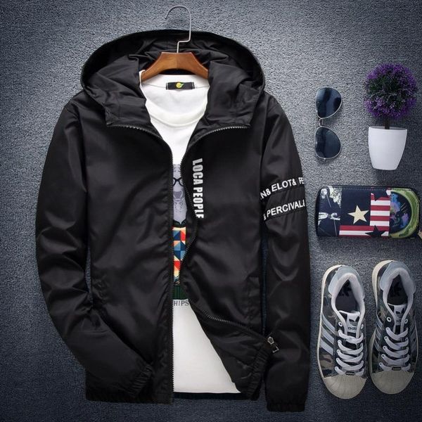 

2020 new men's casual hooded bomber jacket spring autumn hip hop plus size windbreaker sportswear zipper jacket coat outwear, Black;brown