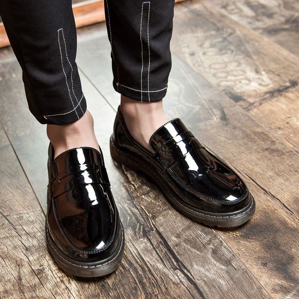 

men s oxford business formal dress leather flat shoes men's shoes, Black