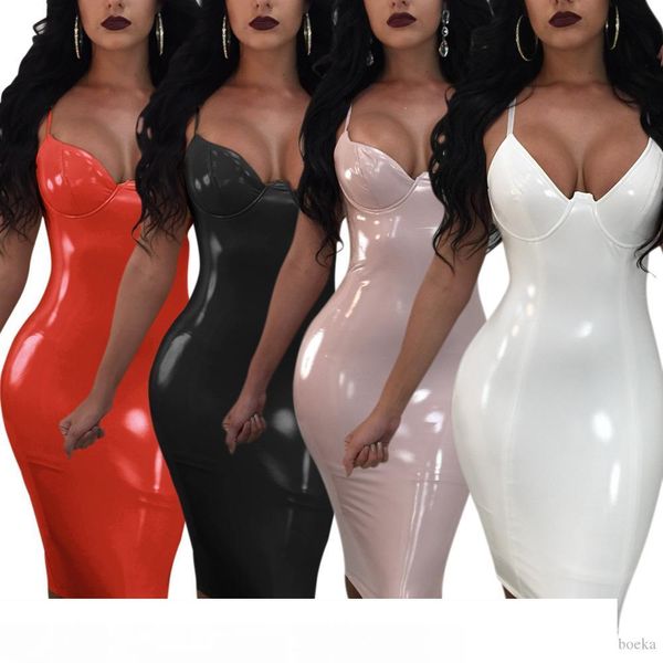 

женщины pu сексуальное платье осень рукавов bodycon платье женщины старинные vestidos спагетти ремень элегантный леди вечерние платья, White;black
