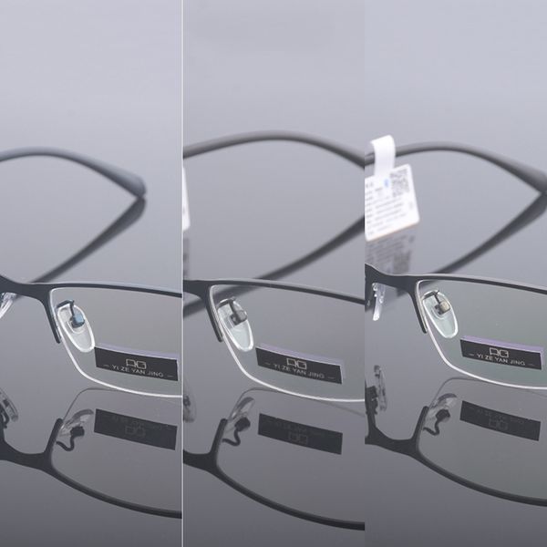 

simple steel plate business small men's metal half glasses frame glasses frame d100, Silver