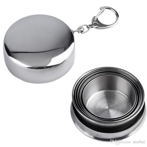 

нержавеющая сталь портативной открытого путешествия отдых складной складная кубок металл телескопический брелок 75мл wx9-376