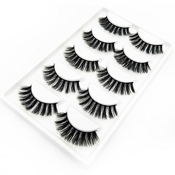 Vendas quentes de vison cílios postiços (5 pares) Natural Falso EyeLash Full Strip Handmade Eyelash Extension Mascara Frete grátis