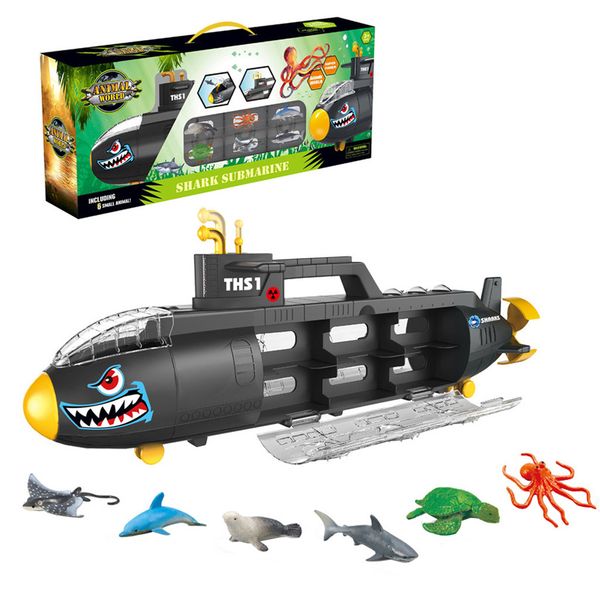 

abs plastic submarine family storage box portable submarines marine animal toys hold the 6 included sea animals #g2