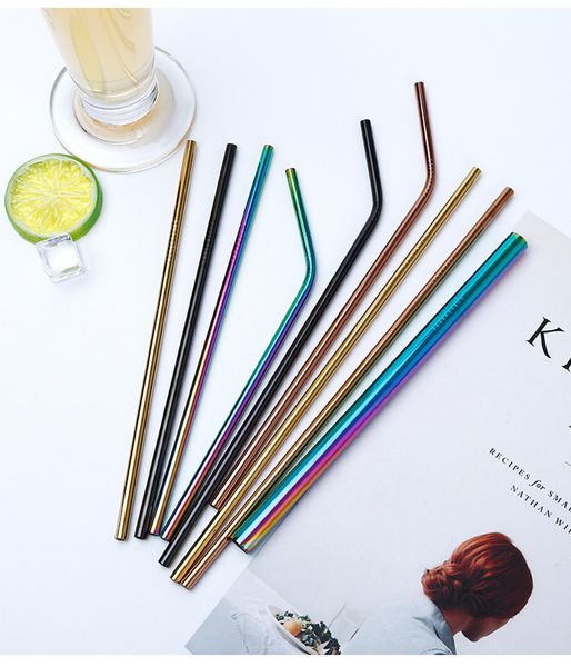 

stainless steel straw colorful straw bend straight reusable metal drinking straw party bar drink tools wedding decor ing