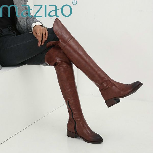 

plus size over knee thigh high boots women autumn thin high heels platform women shoes square heel loose boots maziao ly191224, Black