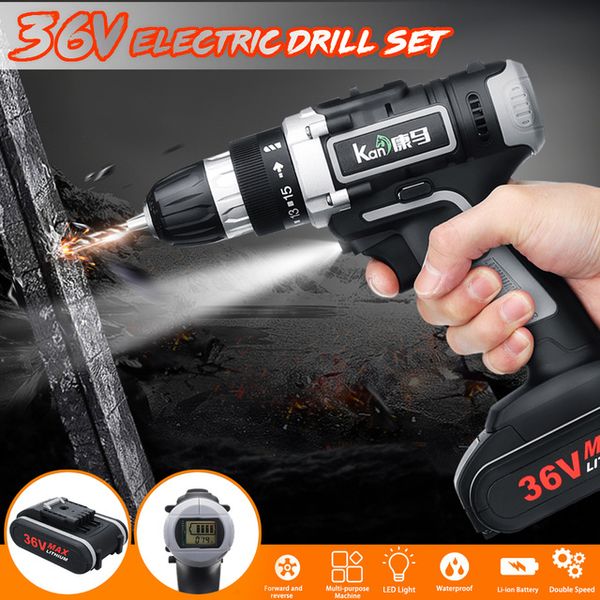 

double-speed 36v electric screwdriver cordless electric drill with digital display impact drill screwdriver power tools