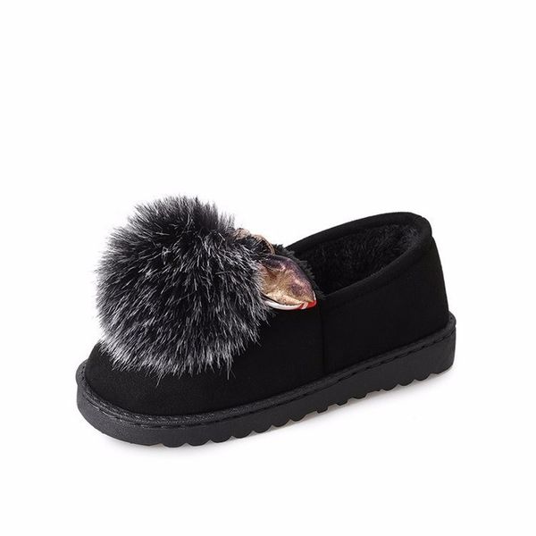 

shoe lining shoes for women women lovely shoes winter plus velvet female soft bow flats casual outdoor warm loafers o11-51, Black