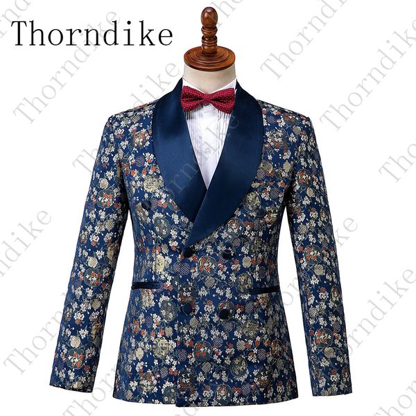 

thorndike 2019 autumn new men casual floral suits fashion urban youth man's blazers singles suit trend male vintage style jacket, White;black