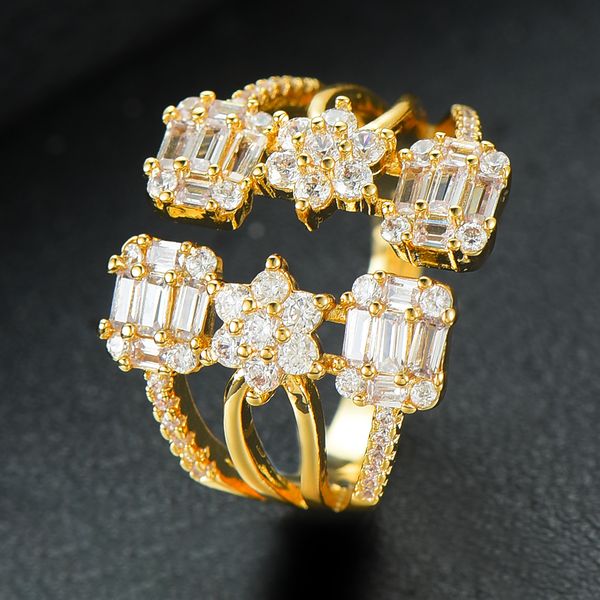

godki 2020 charm trendy baguette cut statement stackable rings for women cubic zircon finger rings beads ring boho beach jewelry, Golden;silver