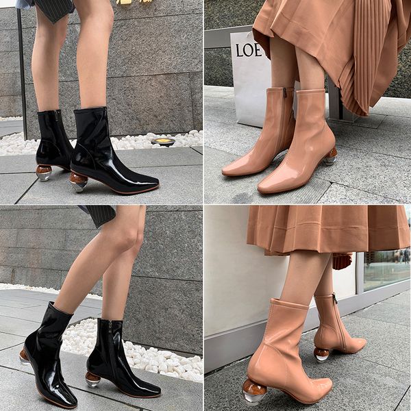

2019 europe's women's boots crystal heels fashion ankle boots women's shoes sizes 34-43, Black