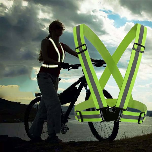 

2pcs cycling vest night reflective elastic strap safe bicycling vest bike accessories mck99, Black