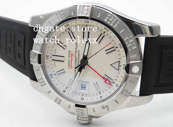 

men's mechanical 42mm cal.2836 movement gf factory gmt white dial v2 edition black rubber automatic gmt uni-directional bezel watches, Slivery;brown