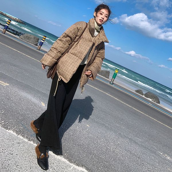 

2020 новый вниз хлопка куртка женский короткий параграф сыпучие хлеб одежда плед parka толстые теплые зимние пальто женщин, Black