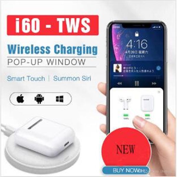 

i60 tws Air Pop up 1to1 наушники Беспроводная связь Bluetooth 5.0 Наушники QI Зарядка Наушники Наушники PK i10 i20 i30 TWS Стручки W1 Чип