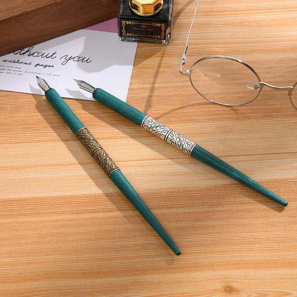 

wood manga calligraphy dip pen holder with 6 nibs for lettering skiching drawing