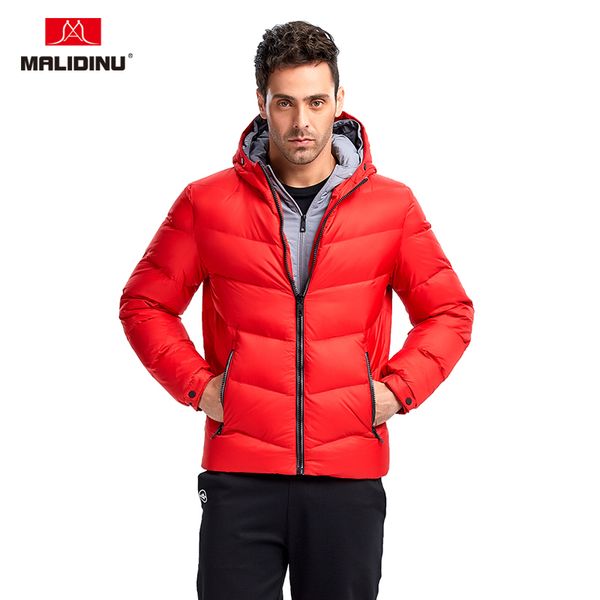 

malidinu 2019 new men down jacket brand winter down coat 70% white duck winter jacket mens double hood streetwear -30c, Black
