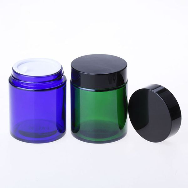 

glass cosmetic jars 100g blue green clear brown empty cream containers makeup tool storage jar in stock