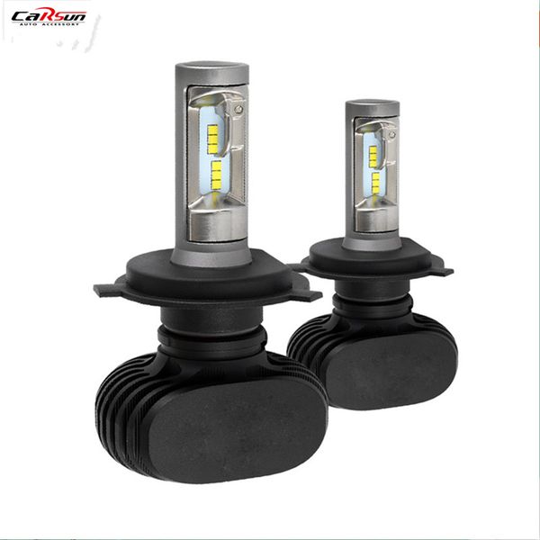 

carsun s1 h7 9005/hb3 9006/hb4 h4 led car bulbs 6000k white csp chips 50w 8000lm auto led headlight kits fan-less h11 fog lamps
