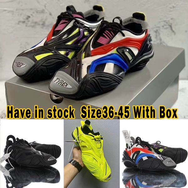 

dhl 20ss designer tyrex sneaker for men women in silver mesh squared curved toe track triple s mens designer shoe trainers, Black