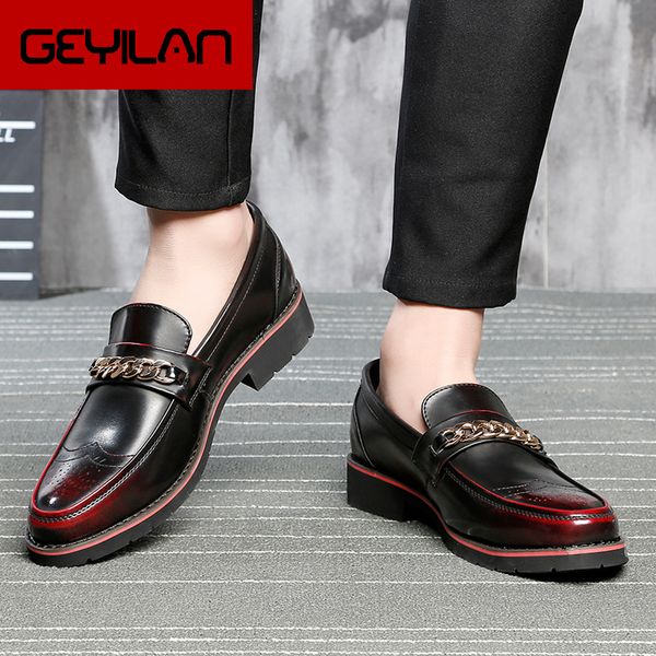 

new autumn mens italian style oxfords comfortable business men leather shoes fashion mens dress wedding loafers, Black
