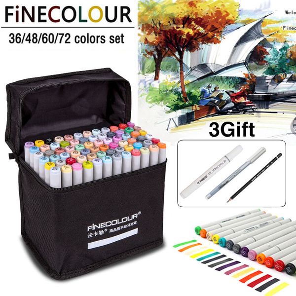 

finecolour double headed sketch marker pen alcohol based art 36 48 60 72 colors painting set manga drawing design supplies