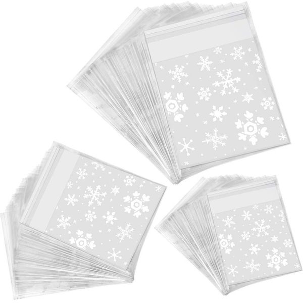 

new-300 counts resealable cellophane christmas party snowflake cookie bakery candy treat gift bags in 3 sizes