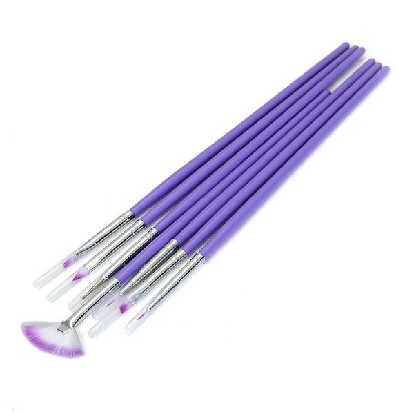 

7x acrylic uv gel nail brush set gel brush nail art design pen purple, Yellow