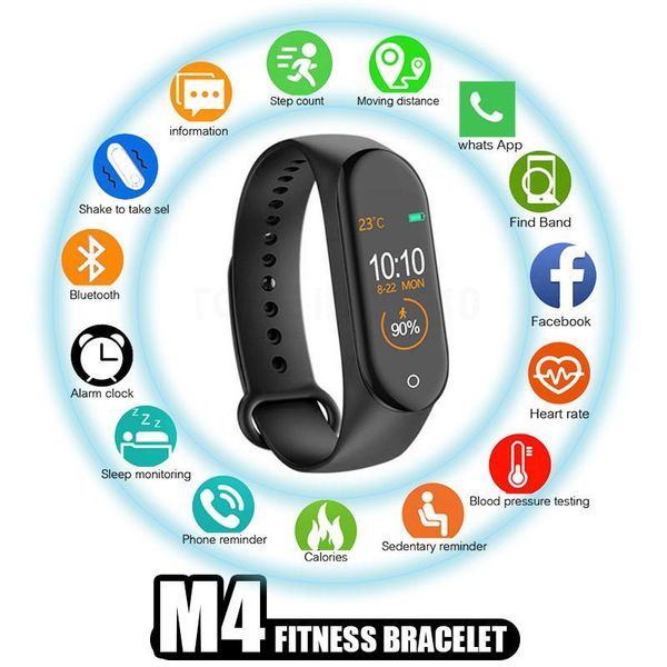 

m4 smart watch bracelet fitness tracker band messages reminder color screen waterproof sport wristband pk m3 smart watch