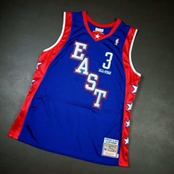 

100% stitched allen iverson mitchell ness 2004 all star jersey size xs-5xl mens throwbacks basketball jerseys, Gray
