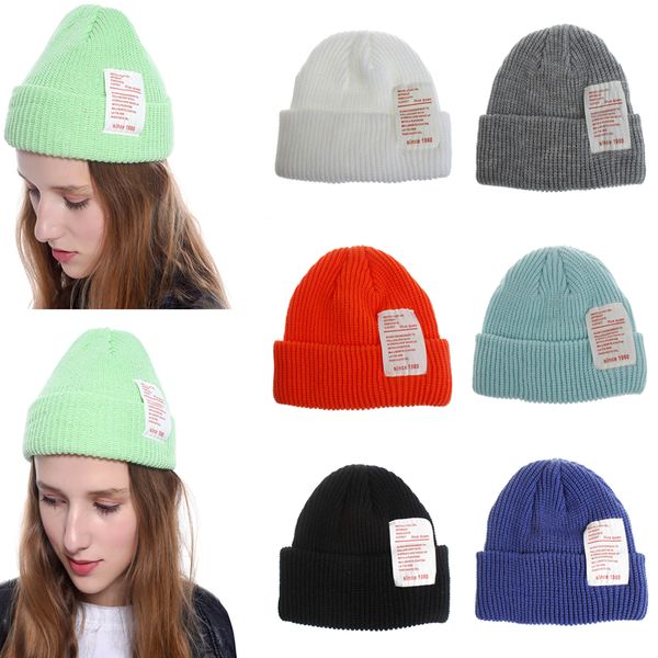 

women knitted beanie hat men candy color hat autumn winter warm hat teenager keep warm soft solid caps muts tle437, Yellow