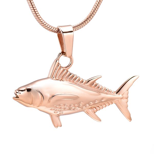 

ijd10929 stainless steel fish pendant for ashes urn cremation necklace memorial keepsake pendant for pets human jewelry, Silver