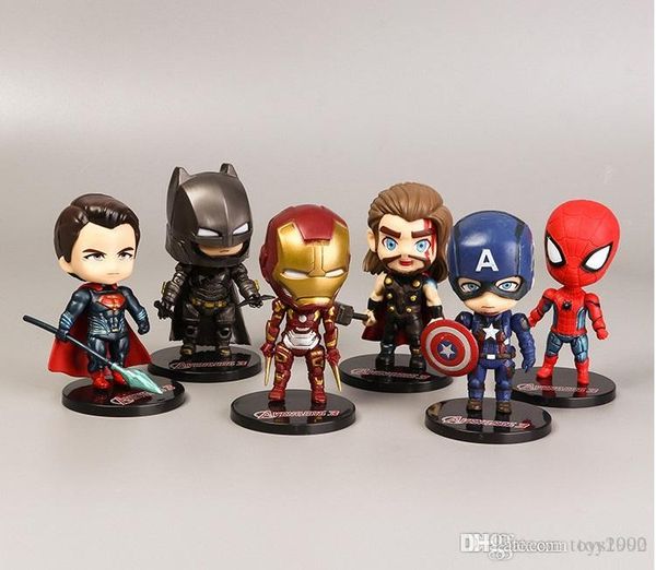 

2019 новый 6 аниме игрушки ручной работы куклы мстители железный человек человек-паук капитан америка украшения детские игрушки подарки