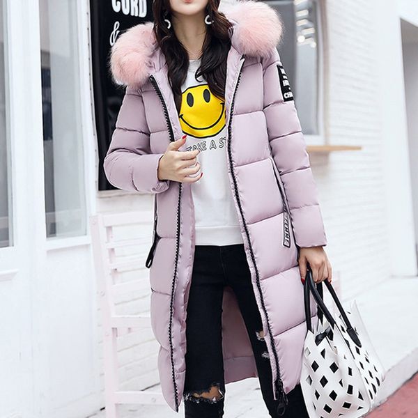 

warm outwear fashion parkas women winter cotton hooded long-sleeved overcoat parka womens jackets manteau femme plus size, Black
