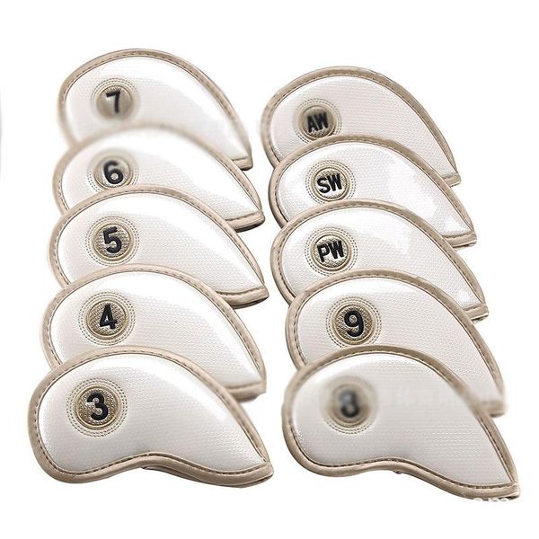 

10шт 3/4/5/6/7/8/9 / pw / aw / sw printed soft pu golf iron club head болл клюшки защитная крышка гольф учебные пособия подарок для гольфист