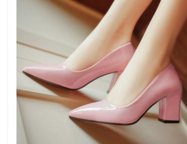 

women's shoes in spring and autumn high coarse heel pointed end@8146, Black