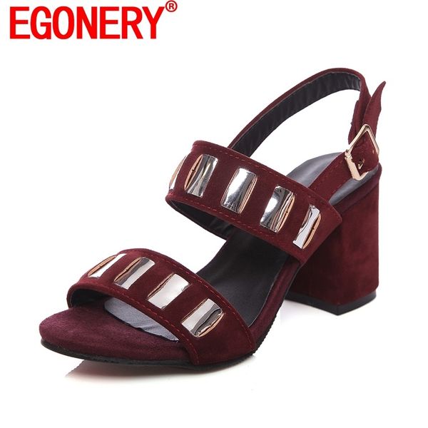 

egonery новый стиль модные сандалии дамы с открытым носком сзади ремень туфли на высоком каблуке 2020 женские туфли на толстом каблуке женск, Black