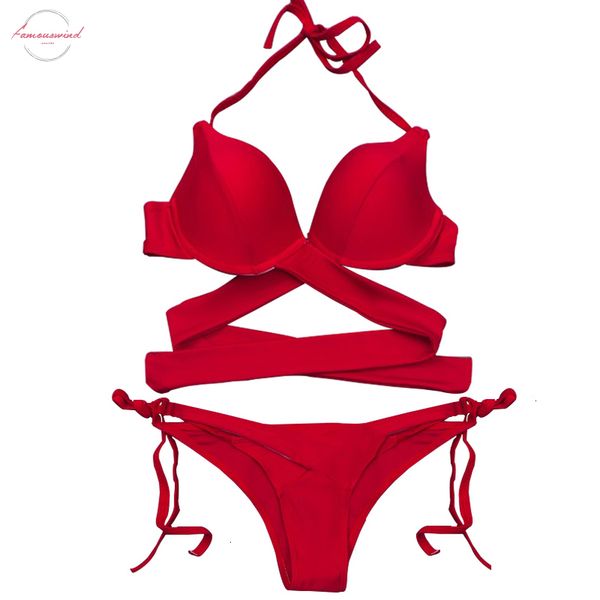 

solid red push up underwired criss cross bandage bikini sets high leg low waist tie side thong bikini bottom swimsuit, White;black