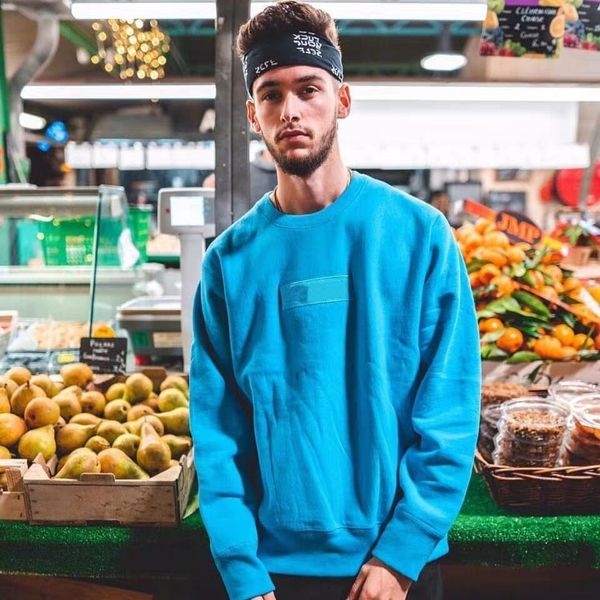 

sp мужской 18fw коробки логотип crewneck bogo классический вышитые круглый шею пара осенью и зимой свитер, Black