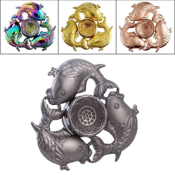 

4 color fidget hand spinner three fish fingertip gyro edc relieve adhd autism stress finger gyro toy sensory toys autism