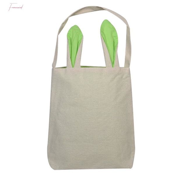 

1 pcs easter bunny bags lovely rabbit ears burlap cloth easter diy gift bag new