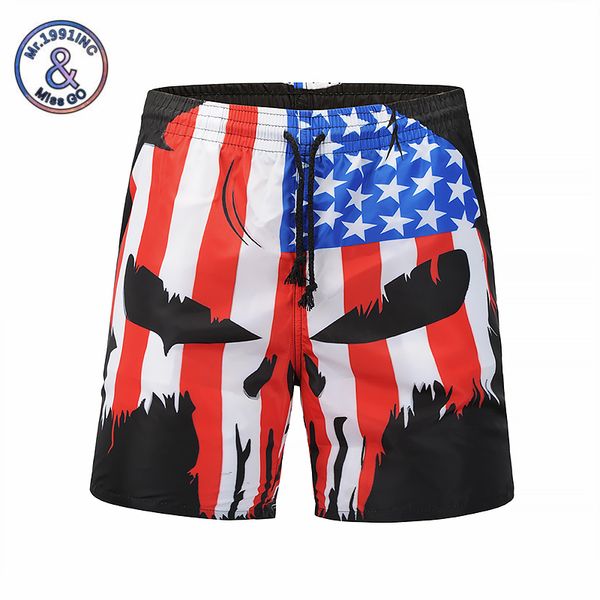 

mr.1991inc men beach shorts trousers 2018 skull usa flag 3d print fashion men's bermuda board shorts fitness sweatpants, White;black